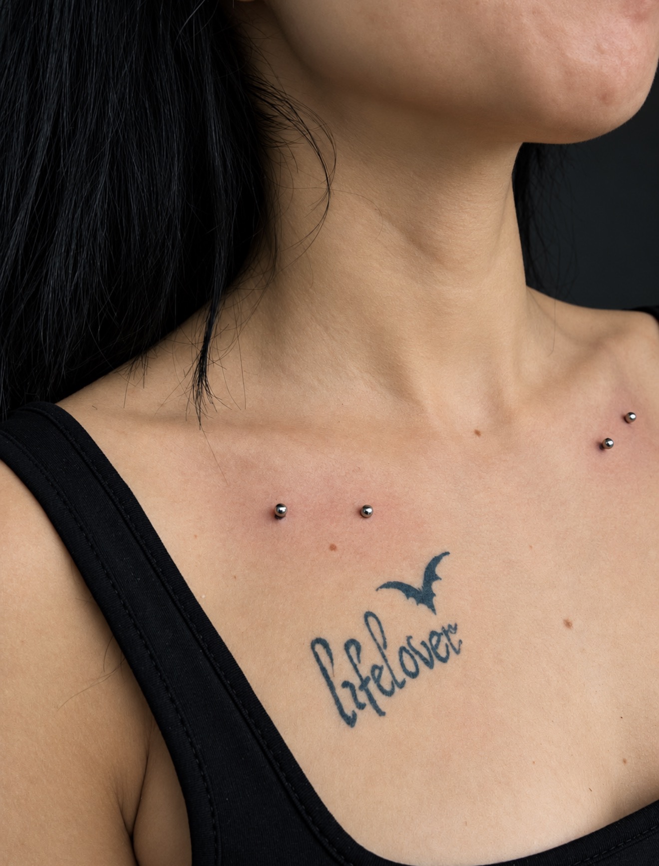 Chest surface piercing work by Megan Cooper